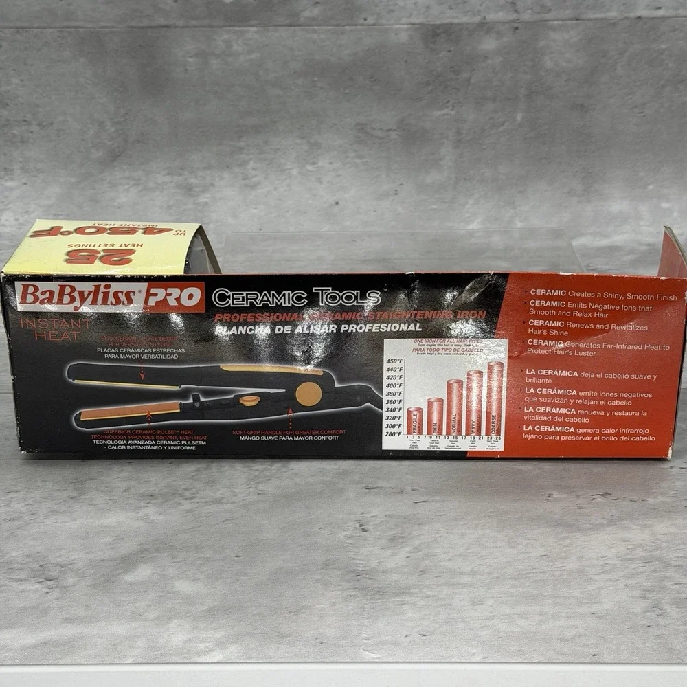 BaBylissPRO Ceramic Tools Straightening Iron, 1 Inch - Brand New - Dented Box